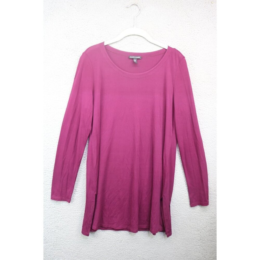 Eileen‎ Fisher Long Sleeve Burgundy Tunic-Size PS-Side Slits-Designer
